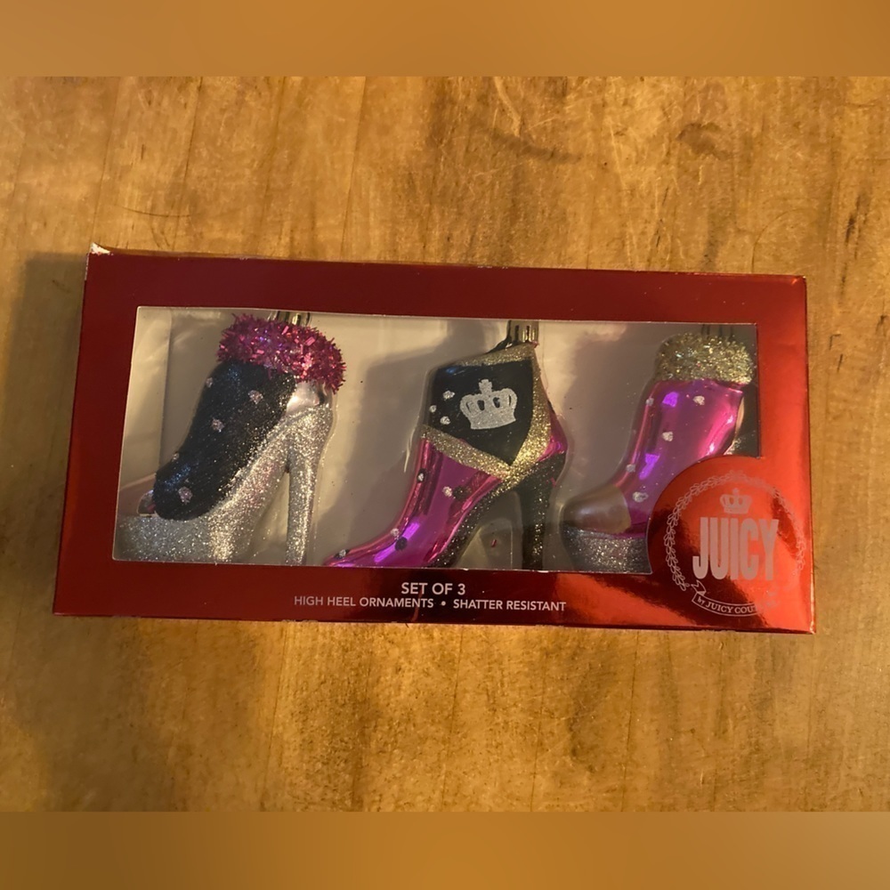 Juicy Couture 3 Pc High Heel Ornament Set